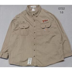 Carhartt (3XL) Regular Beige Men's Long Sleeve Button Up Work Shirt